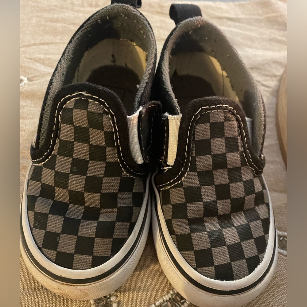 Toddler Size 7 Vans Black and Gray Checkered
